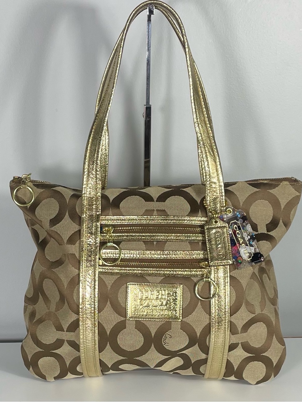 Authentic Coach Poppy Op Art Glam Tote Bag Y2K